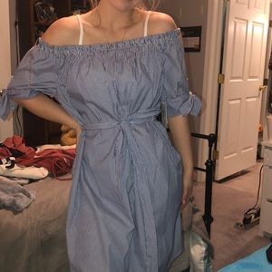 Off the shoulder striped dress